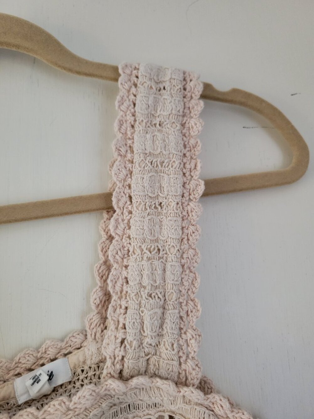 Aerie Crochet Striped Crop Tank Top Blush Cream Boho Festival sz S/P - Picture 4 of 11